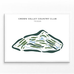 Crown Valley Country Club, TX | Golfbaankaart, golfkaart, golfer cadeau voor hem, scorecardlay-out, cadeau golfer vriendje, kunstprint INGELIJST