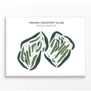 Yakima Country Club, État de Washington | Carte du parcours de golf, carte du golf, cadeau golfeur pour lui, mise en page de la carte de score, cadeau petit ami golfeur, impression d'art sans cadre