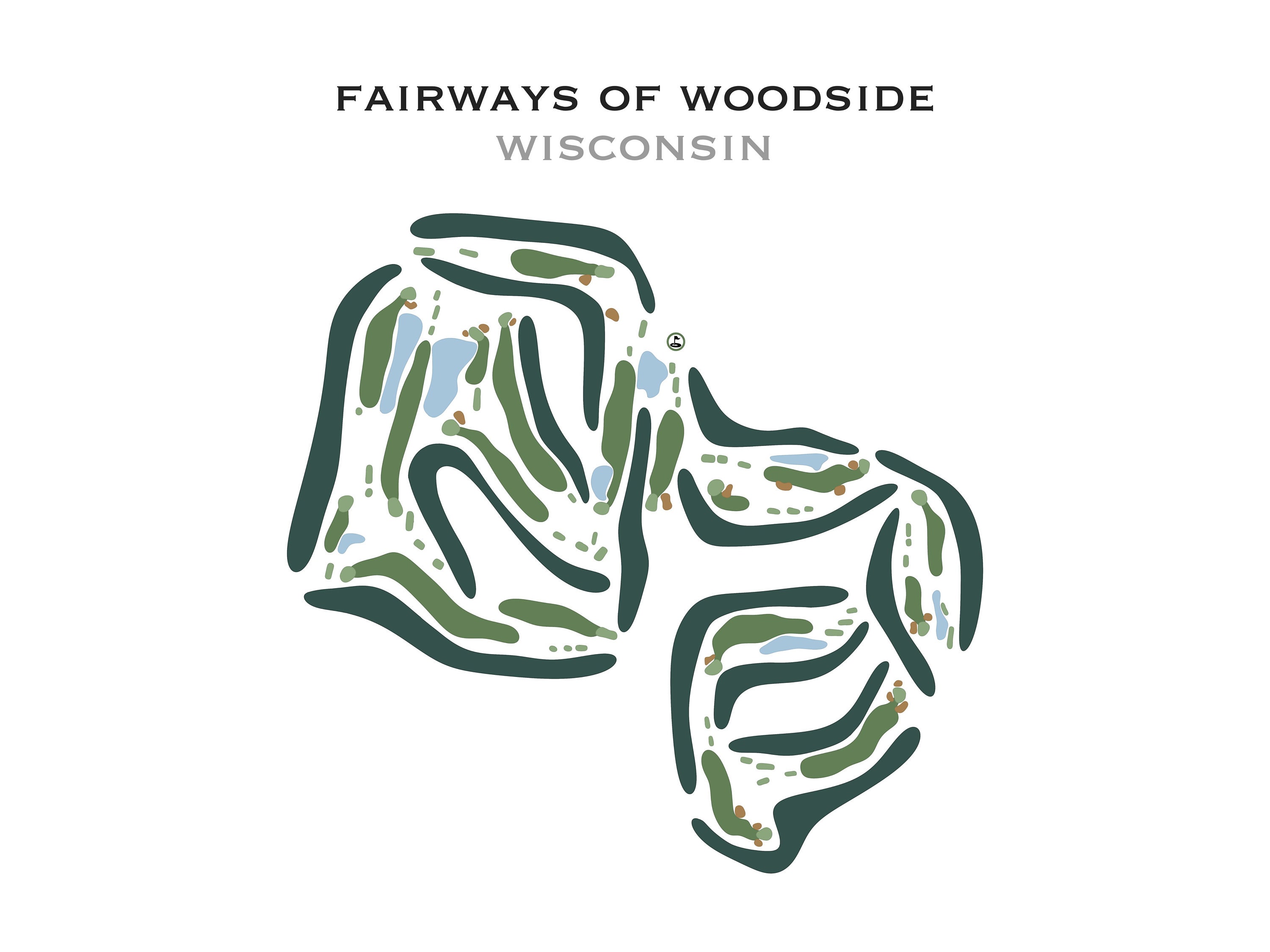 Fairways of Woodside WI Golf Course Map Home Decor Golfer Etsy