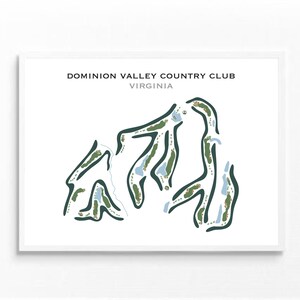 Dominion Valley Country Club, Virginia | Golfbaankaart, decor, golfer cadeau voor hem, scorecardlay-out, cadeau golfer vriendje, kunstdruk INGELIJST