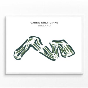 Carne Golf Links, Irlande | Carte du parcours de golf, carte du golf, cadeau golfeur pour lui, mise en page de la carte de score, cadeau petit ami golfeur, impression d'art sans cadre
