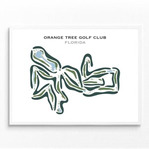 Orange Tree Golf Club, Florida | Golfbaankaart, golfkaart, golfer cadeau voor hem, scorecardlay-out, cadeau golfer vriendje, kunstprint INGELIJSTE