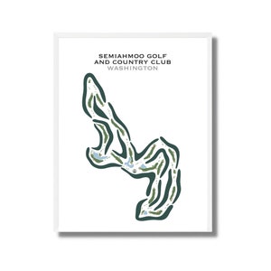 Golf Club Prints - Semiahmoo und Country Club Washington Golf Platz Karte | Ungerahmt Golf Kunst für Bürowände | Wunderschönes Golf Platz Layout