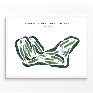 Parcours de golf Desert Pines, Texas | Carte du parcours de golf, carte du golf, cadeau golfeur pour lui, mise en page de la carte de score, cadeau petit ami golfeur, impression d'art sans cadre