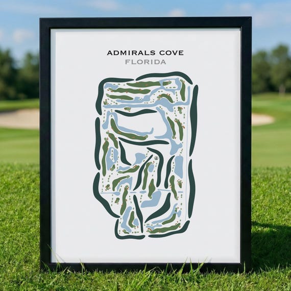 Golf Club Prints- Admirals Cove Florida Golf Course Map | Golf