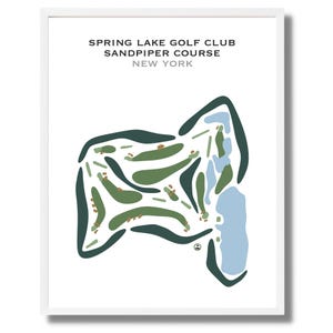 Club de golf de Spring Lake - Parcours Sandpiper, NY | Carte du terrain de golf, cadeau golfeur pour lui, carte de pointage, cadeau petit ami golfeur, impression d'art sans cadre