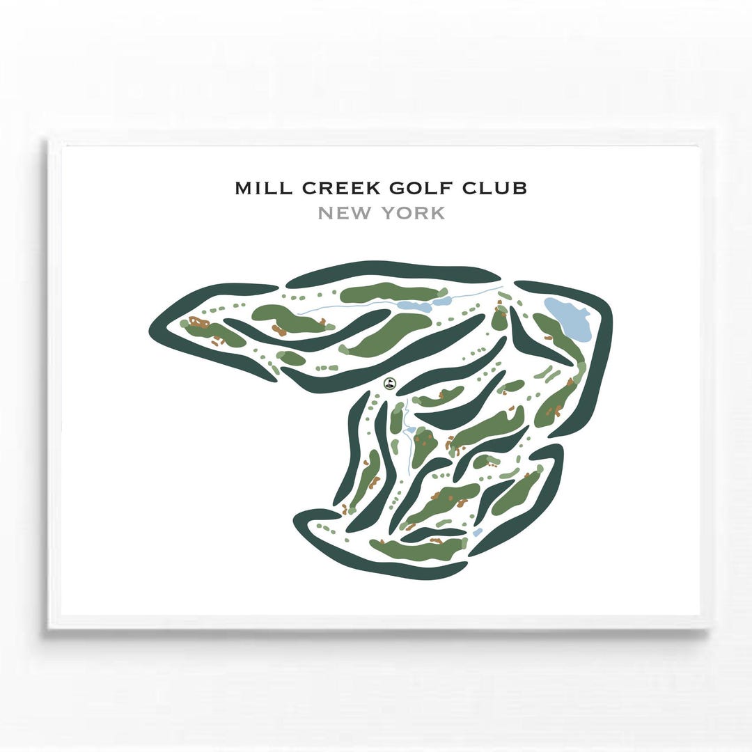 Mill Creek Golf Club, NY Golf Course Map Wall Art, Golf Map Canvas ...