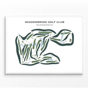 Meadowbrook Golf Club, MN / Mapa del campo de golf, regalos de golf para papá, decoración de golf, arte mural de golf / Impresión artística estilo acuarela sin marco