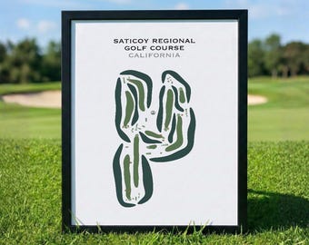 Saticoy Regional Golf Course, CA | Golf Course Map, Golf Map, Golfer Gift For Him, Scorecard Layout, Golfer Boyfriend Gift, Art Print Decor