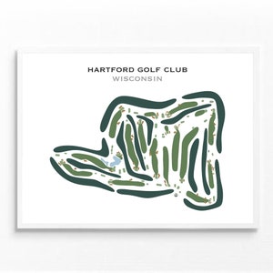 Hartford Golf Club, Wisconsin | Kaart van de golfbaan, golfcadeaus voor papa, golfdecor voor thuis | Kunstafdruk in aquarelstijl, niet ingelijst