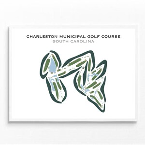 Campo de golf municipal de Charleston, Carolina del Sur / Mapa del campo de golf, Mapa de golf, Regalo para golfistas, Diseño de tarjeta de puntuación, Regalo para novios golfistas, Impresión artística SIN MARCO