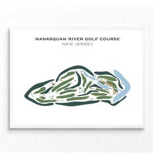 Campo de golf Manasquan River, Nueva Jersey/Mapa del campo de golf, Mapa de golf, Regalo de golfista para él, Diseño de tarjeta de puntuación, Regalo para novio golfista, Impresión artística SIN MARCO