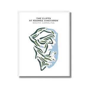 Die Klippen bei Keowee Vineyards, SC | Kunstdruck, Golfspieler Karte, Landkarte, Dekor, Geschenk für Ihn, Scorekarte Karte, Landkarten Dekor, Kunstdruck UNGERAHMT