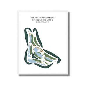 Dunas Bear Trap, Campo Grizzly, DE / Mapa del campo de golf, Mapa de golf, Regalo para golfista, Tarjeta de puntuación, Regalo para novio golfista, Lámina artística sin marco