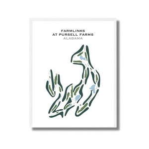 FarmLinks bij Pursell Farms, AL | Golfbaankaart, golfkaart, golfer cadeau voor hem, scorecardlay-out, cadeau golfer vriendje, kunstprint INGELIJSTE
