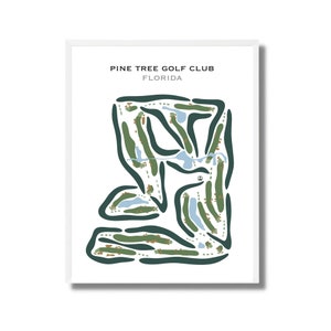 Pine Tree Golf Club, Florida Golf Course Map Wall Art, Golf Map Canvas, Golf Gift For Women, Thanksgiving Gift, Golf Lover Bed Decor