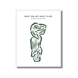 Mint Valley Golf Club, Washington | Golfmuurkunst, golfmuurdecoratie, golfcadeaus voor papa | Kunstafdruk in aquarelstijl, niet ingelijst
