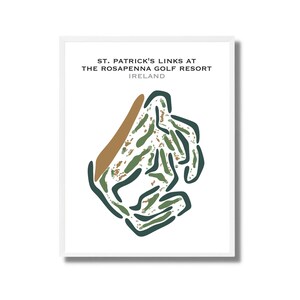 St Patrick's Links, Rosapenna Golf Resort, Ierland | Kaart golfbaan, decor, golfer cadeau voor hem, cadeau golfer vriendje, kunstdruk INGELIJSTE