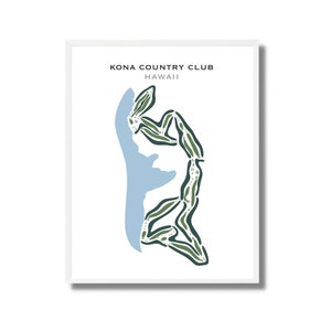 Mapa del campo de golf de Kona Country Club, Hawái, mapa de golf, regalo de golfista para él, diseño de tarjeta de puntuación, regalo de novio golfista, impresión artística SIN MARCO