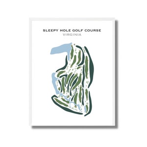Sleepy Hole-golfbaan, Virginia | Golfbaankaart, golfkaart, golfer cadeau voor hem, scorecardlay-out, cadeau golfer vriendje, kunstdruk INGELIJST