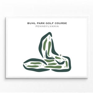 Campo de golf Buhl Park, PA / Mapa del campo de golf, Mapa de golf, Regalo para golfista, Diseño de tarjeta de puntuación, Regalo para novio golfista, Lámina artística sin marco
