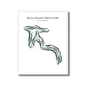 Bull Valley Golf Club, Illinois | Golfbaankaart, golfkaart, golfer cadeau voor hem, scorecardlay-out, cadeau golfer vriendje, kunstdruk INGELIJST