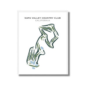 Napa Valley Country Club, Californië | Golfbaankaart, golfkaart, golfer cadeau voor hem, scorecardlay-out, cadeau golfer vriendje, kunstdruk INGELIJST