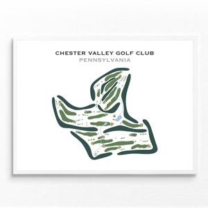 Chester Valley Golf Club, Pennsylvania | Golfbaankaart, golfkaart, golfer cadeau voor hem, scorecardlay-out, cadeau golfer vriendje, kunstprint INGELIJST