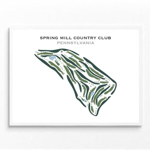 Country Club de Spring Mill, Pennsylvanie | Carte du parcours de golf, carte du golf, cadeau golfeur pour lui, mise en page de la carte de score, cadeau petit ami golfeur, impression d'art sans cadre