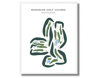 Woodside Golf Course, Michigan | Golf Course Map, Golf Map, Golfer Gift For Him, Scorecard Layout, Golfer Boyfriend Gift, Art Print Decor