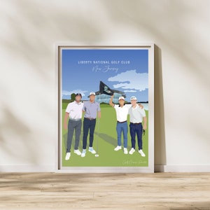 Liberty National Golf Club, New Jersey | Golfposter met handtekeninggat, golfdecor, sportcadeau voor vader, cadeau golfliefhebbers, golfcadeau jubileum