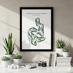 Port Royal Golf Course, Bermuda Golf Course Map Canvas Wall Art, Golf Gifts for Him, Golf Club Décor, Golf Poster Print, Birthday Gift