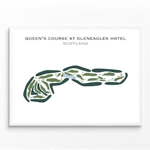 Campo de golf Queen's en el hotel Gleneagles, Escocia / Mapa del campo de golf, decoración, regalo de golfista para él, regalo de novio golfista, impresión artística SIN MARCO