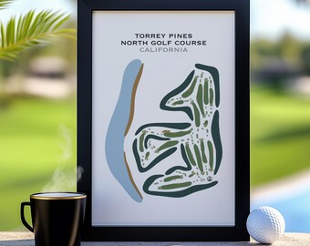 Torrey Pines, North Course, California, Golf Course Map Blanket, Golf Theme Artwork, Golf Décor for Office, Golf Gifts for Men, Holiday Gift