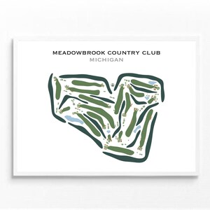 Meadowbach Country Club, MI | Golf Platz Karte, Golf Geschenke für Papa, Golfer Dekor, Golf Wandkunst | Aquarell Style Kunstdruck Kein gerahmt