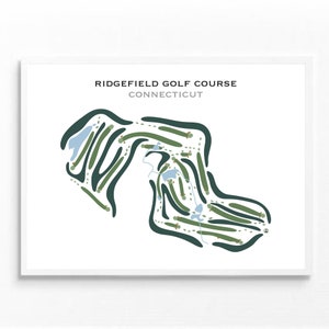 Campo de golf Ridgefield, CT / Mapa del campo de golf, Mapa de golf, Regalo de golfista para él, Diseño de tarjeta de puntuación, Regalo para novio golfista, Impresión artística SIN MARCO