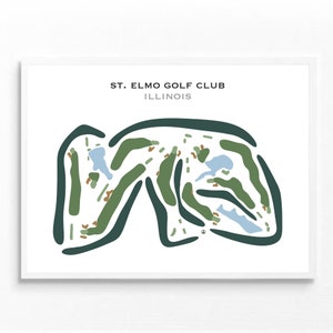 May include: A stylized illustration of a golf course with green and brown colors. The text "ST. ELMO GOLF CLUB ILLINOIS" is at the top of the image.