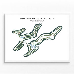 Guataparo Country Club, Venezuela / Mapa del campo de golf, mapa de golf, regalo para golfistas, diseño de tarjeta de puntuación, regalo para novios golfistas, impresión artística SIN MARCO