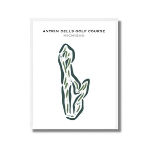 Parcours de golf Antrim Dells, Michigan | Carte du parcours de golf, carte du golf, cadeau golfeur pour lui, mise en page de la carte de score, cadeau petit ami golfeur, impression d'art sans cadre