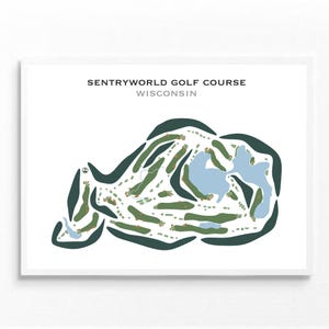 Campo de golf SentryWorld, WI / Mapa del campo de golf, Mapa de golf, Regalo para golfista, Diseño de tarjeta de puntuación, Regalo para novio golfista, Lámina artística sin marco