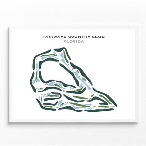 Fairways Country Club, Florida / Mapa del campo de golf, mapa de golf, regalo de golfista para él, diseño de tarjeta de puntuación, regalo de novio golfista, impresión artística SIN MARCO