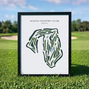 Scioto Country Club, Ohio | Golf Course Map, Golf Map, Golfer Gift For Him, Scorecard Layout, Golfer Boyfriend Gift, Art Print Decor