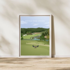 Buffalo Ridge Springs, Missouri, Presente para jogador de golfe, Impressão de arte de golfe, Presente para mãe ou pai, Impressão esportiva, Cartão de pontuação de mapa de golfe, Presente de casamento