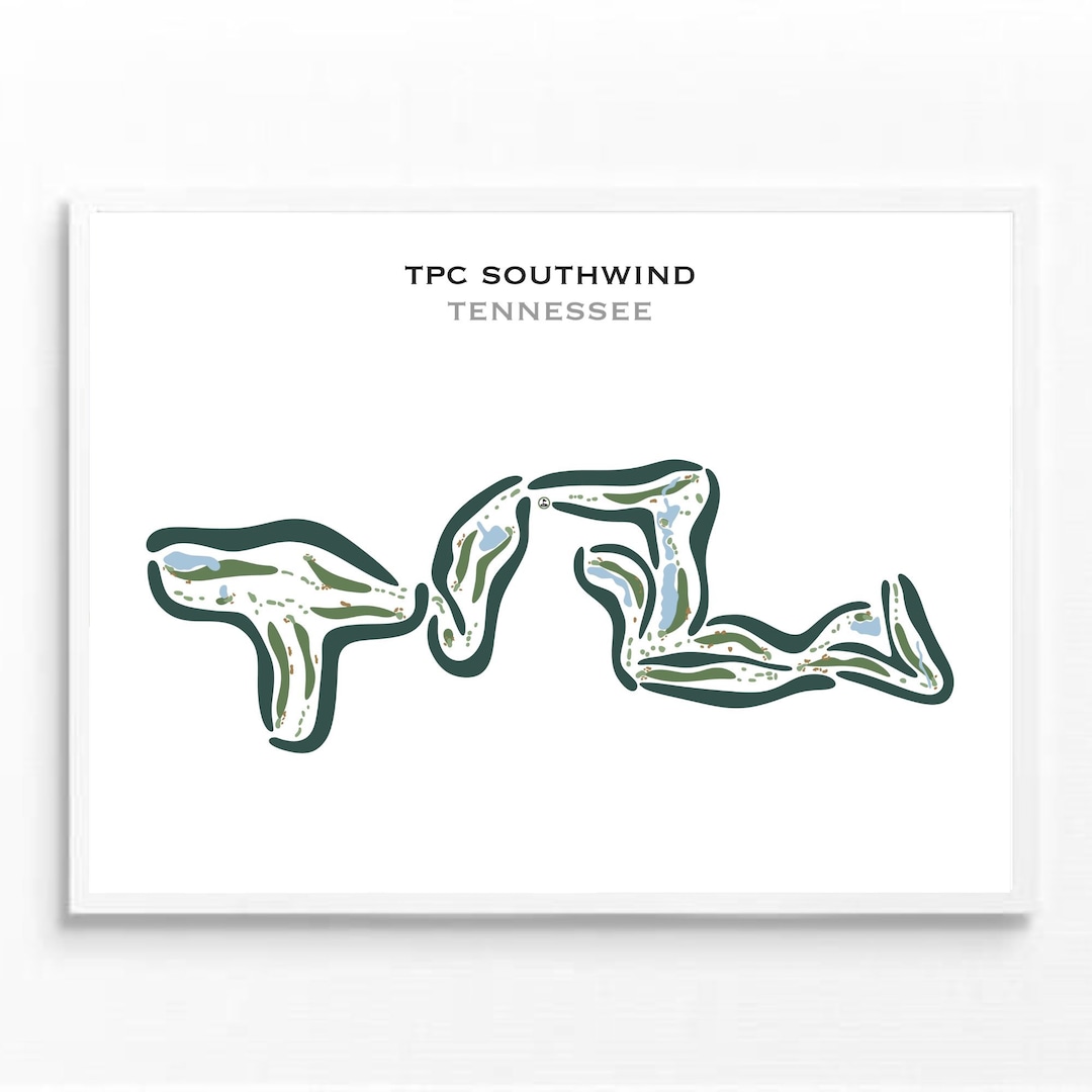 TPC Southwind Tennessee Golf Course Map Golf Map Golfer Gift for TPC Southwind Tennessee Golf Course Map Golf Map Golfer Gift for