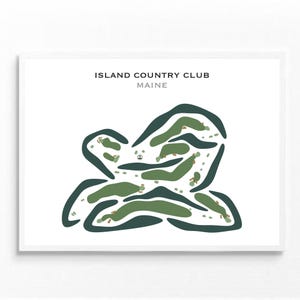 Island Country Club, Maine | Carte du parcours de golf, carte du golf, cadeau golfeur pour lui, mise en page de la carte de score, cadeau petit ami golfeur, impression d'art sans cadre
