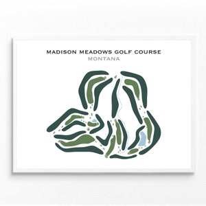 Campo de golf Madison Meadows, MT / Mapa del campo de golf, decoración, regalo de golfista para él, diseño de tarjeta de puntuación, regalo de novio golfista, impresión artística SIN MARCO