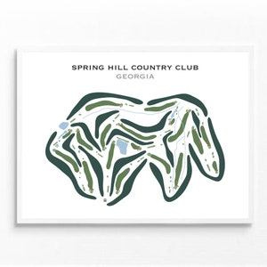 Country Club de Spring Hill, Géorgie | Carte du parcours de golf, carte du golf, cadeau golfeur pour lui, mise en page de la carte de score, cadeau petit ami golfeur, impression d'art sans cadre