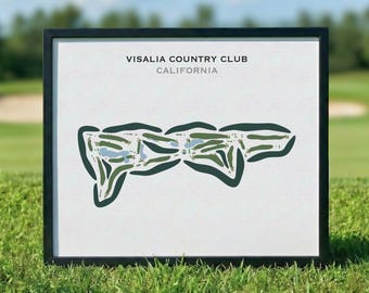 Visalia Country Club, California | Golf Course Map, Golf Map, Golfer Gift For Him, Scorecard Layout, Golfer Boyfriend Gift,Art Print Decor