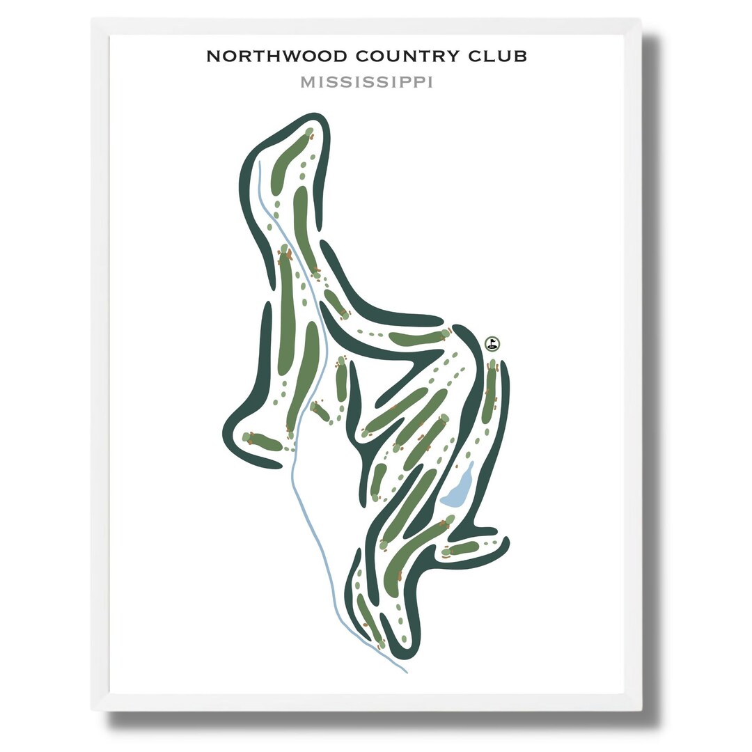 Northwood Country Club MS Golf Course Map Home Decor Etsy