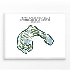Heron Lakes Golf Club, Green Course, OR / Mapa del campo de golf, regalo de golfista para él, diseño de tarjeta de puntuación, regalo de novio golfista, impresión artística SIN MARCO